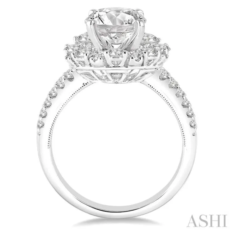 1 1/6 Ctw Round Cut Diamond Semi-Mount Engagement Ring in 14K White Gold