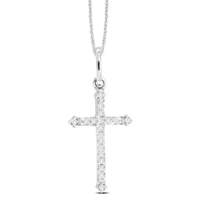 10K White Gold 1/20 Ct.Tw.Diamond Cross Pendant