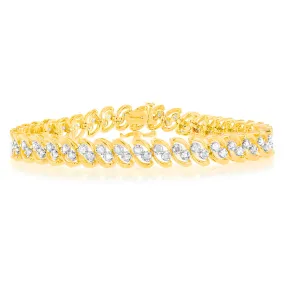 2 Carat Diamond Bracelet in Gold Plated Silver