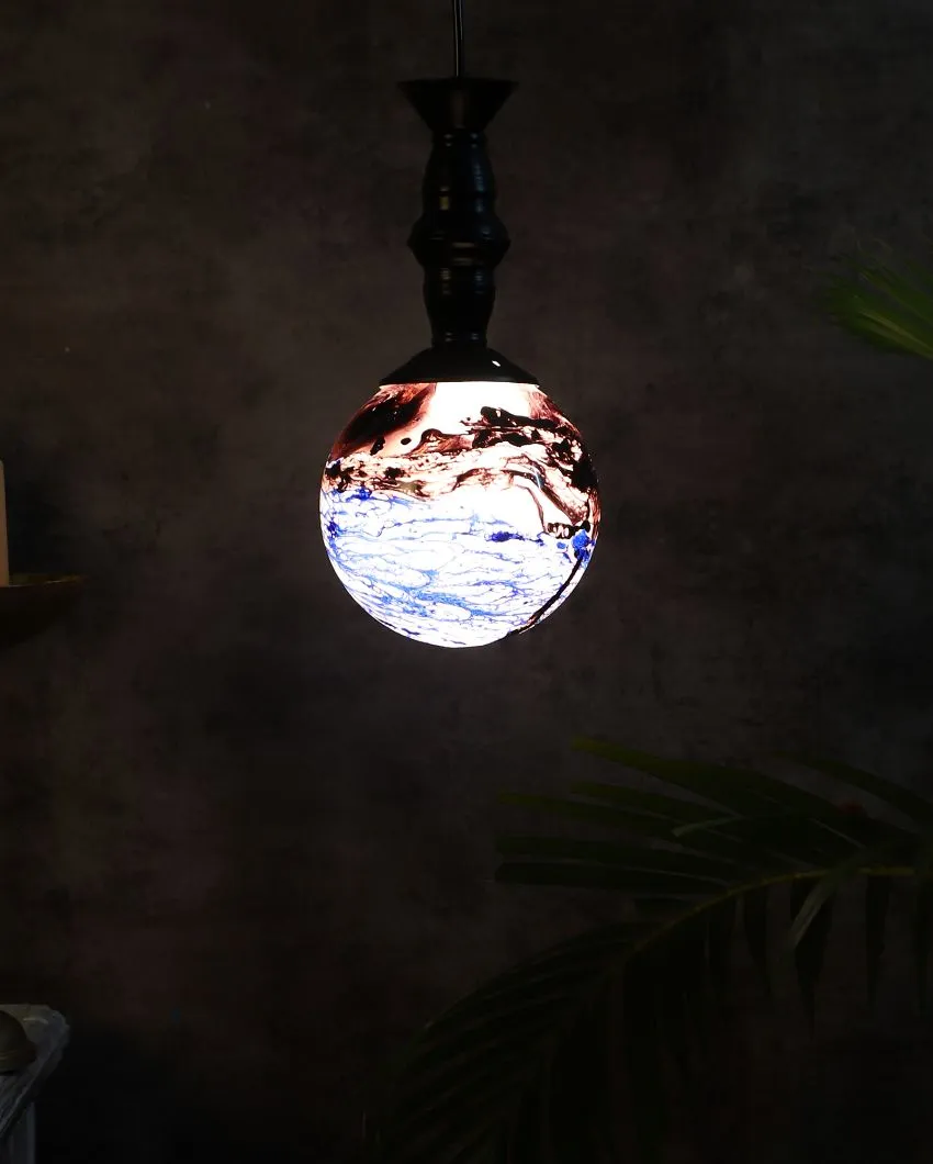 3D Glass Hanging In Golden Finish Ceiling Lamp