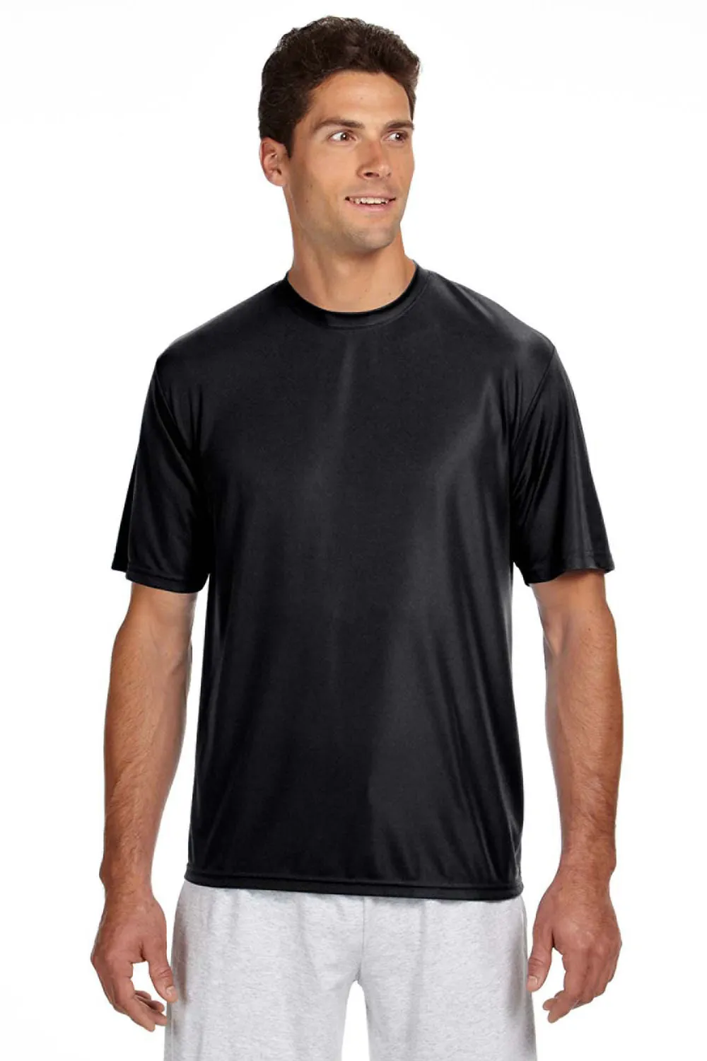 A4 Mens Performance Moisture Wicking Short Sleeve Crewneck T-Shirt - Black