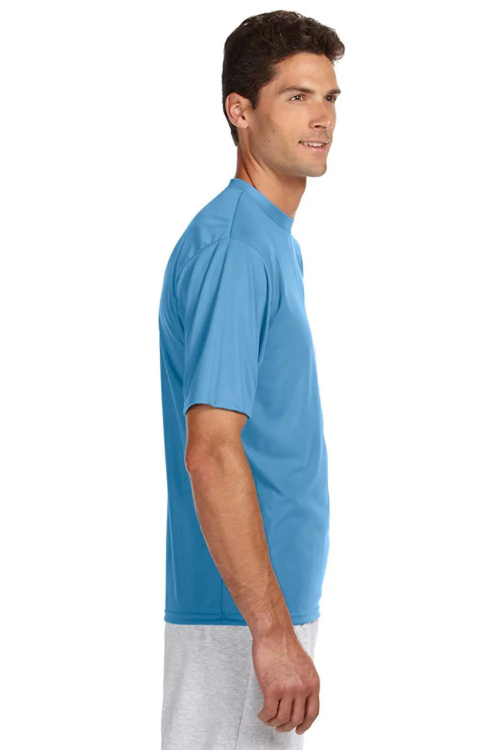 A4 Mens Performance Moisture Wicking Short Sleeve Crewneck T-Shirt - Light Blue