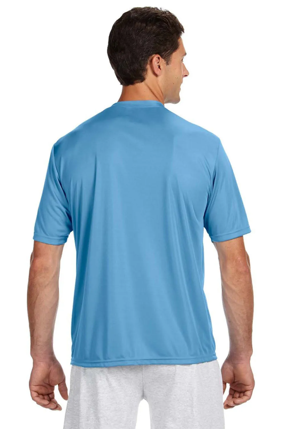 A4 Mens Performance Moisture Wicking Short Sleeve Crewneck T-Shirt - Light Blue