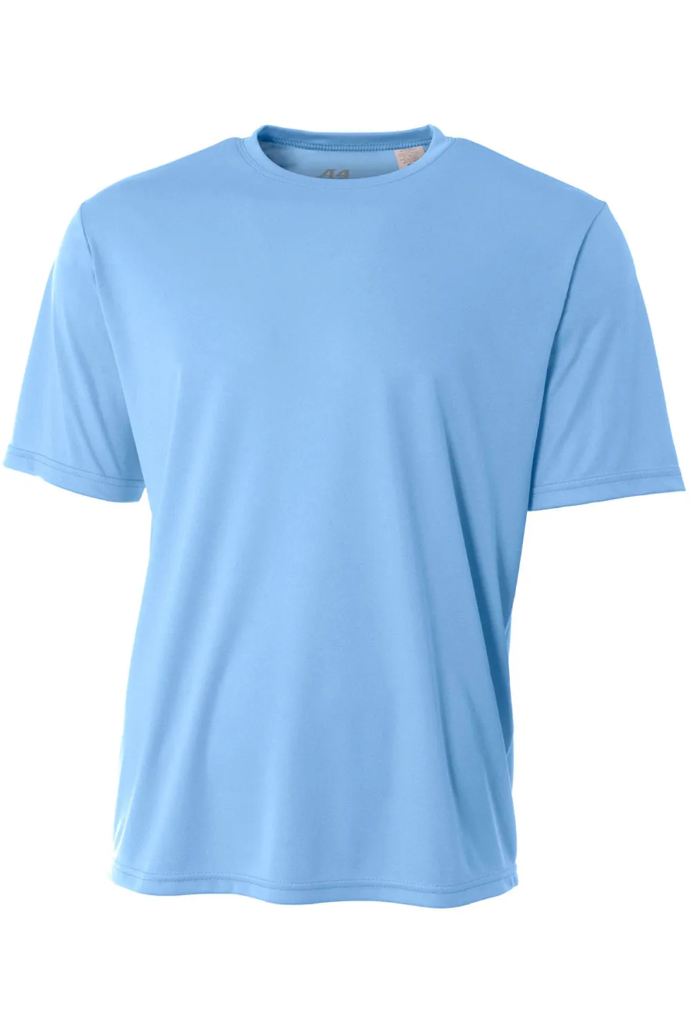 A4 Mens Performance Moisture Wicking Short Sleeve Crewneck T-Shirt - Light Blue