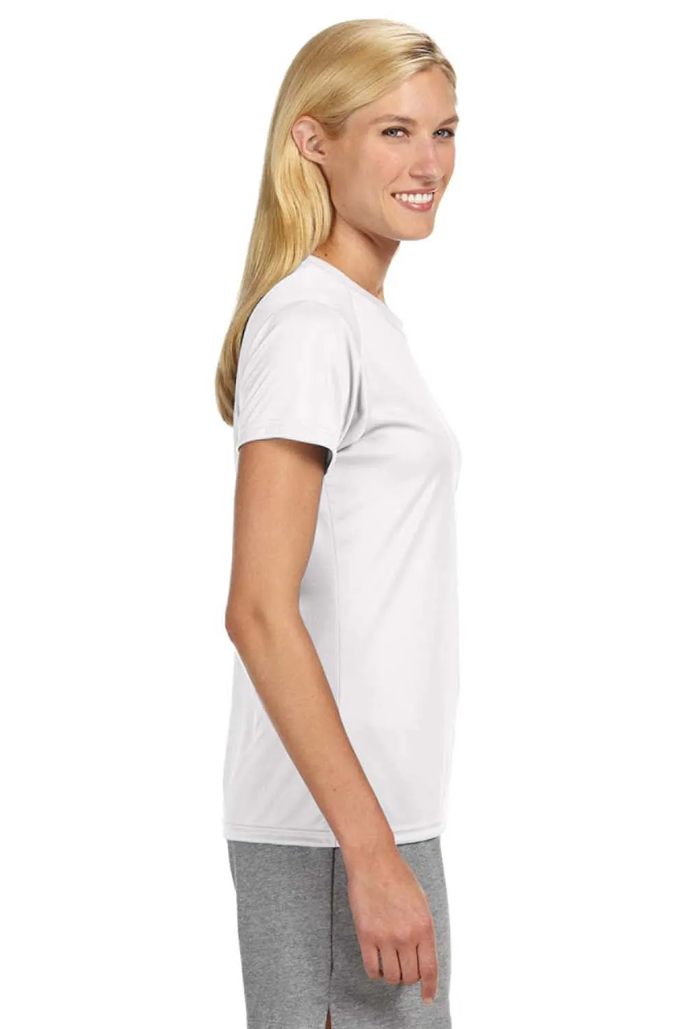 A4 Womens Performance Moisture Wicking Short Sleeve Crewneck T-Shirt - White