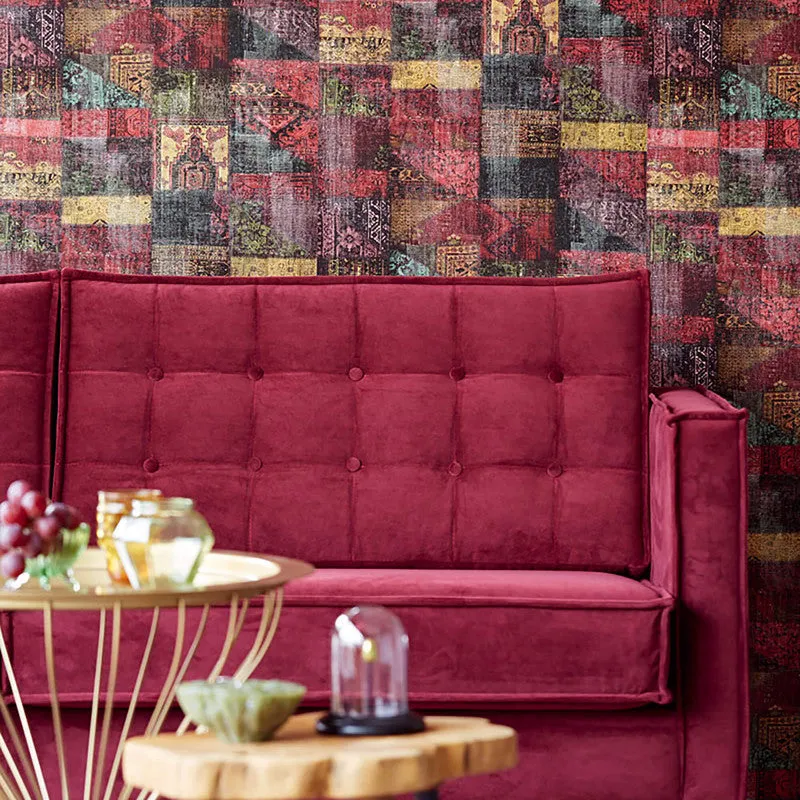 Abstract Aztec Patchwork Wallpaper in Jewel