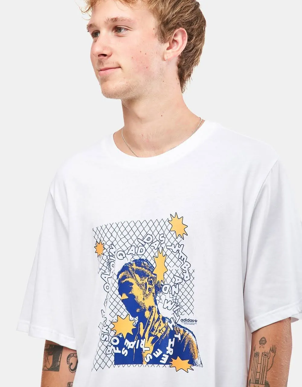 Adidas Dre T-Shirt - White/Team Royal Blue/Hazy Orange