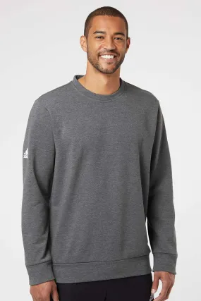 Adidas Mens Fleece Crewneck Sweatshirt - Heather Dark Grey - NEW