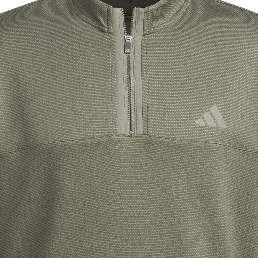 adidas Microdot 1/4 Zip Pullover - Olive Strata/Hemp