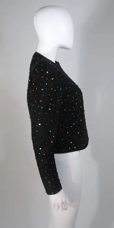 ADORNED Black Suede Rhinestone Jacket Size Medium