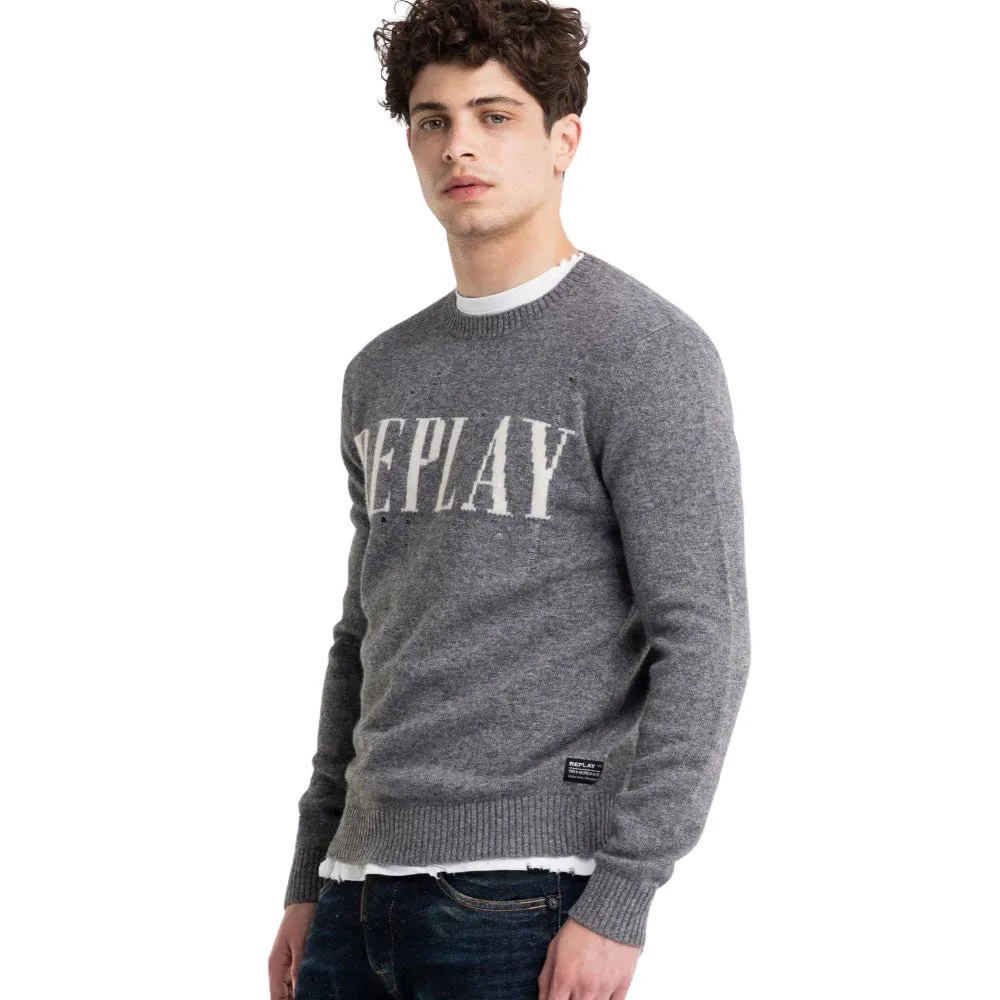 Aged Eco Crewneck Sweater in Wool and Viscose