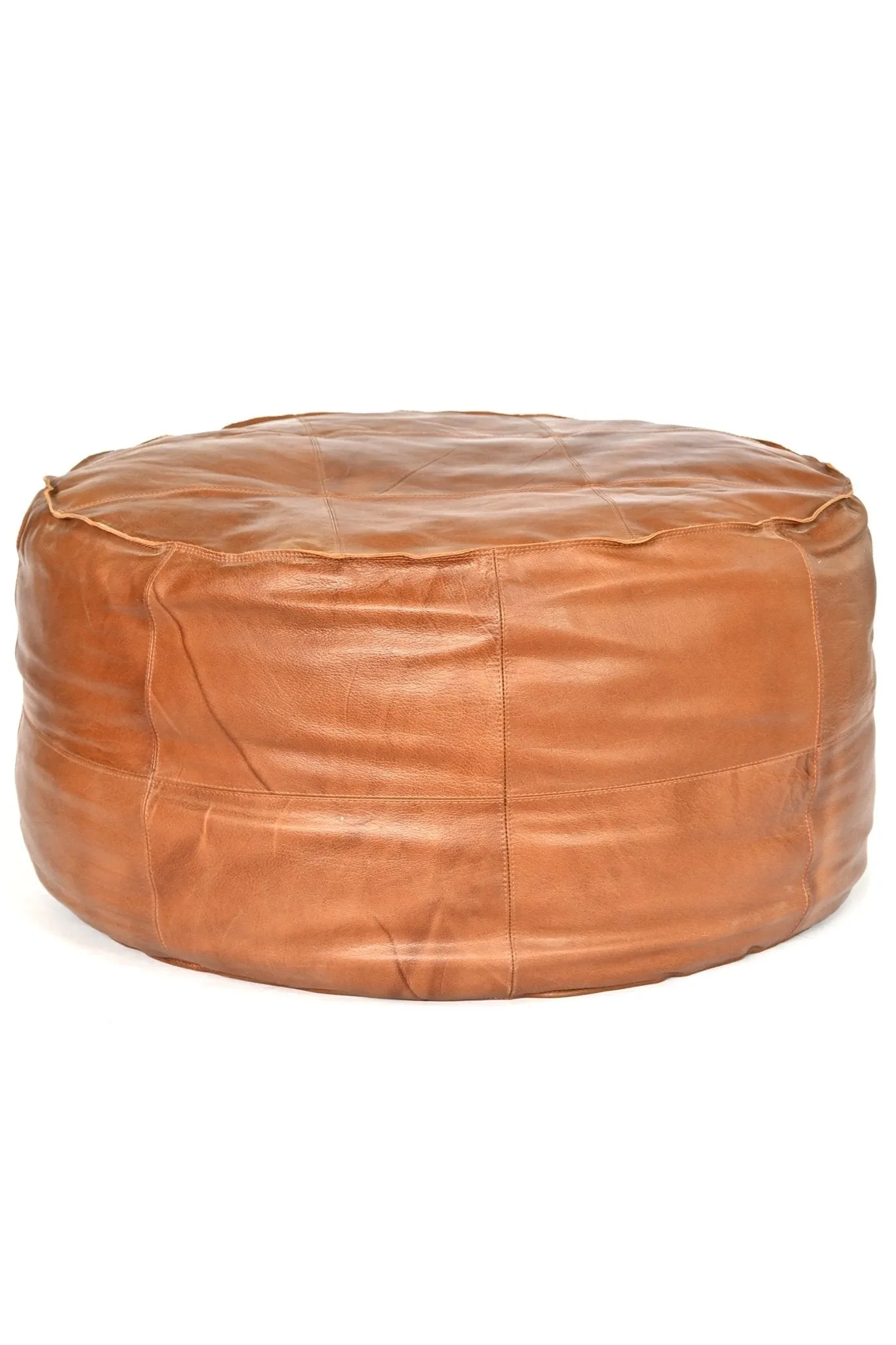 ALASKA- CIRCULAR LEATHER POUF