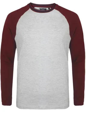 Altaria Long Sleeve Raglan Top in Oatgrey Marl / Burgundy