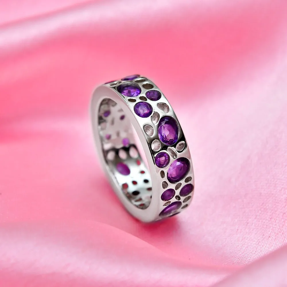 Amethyst Lattice Band Ring