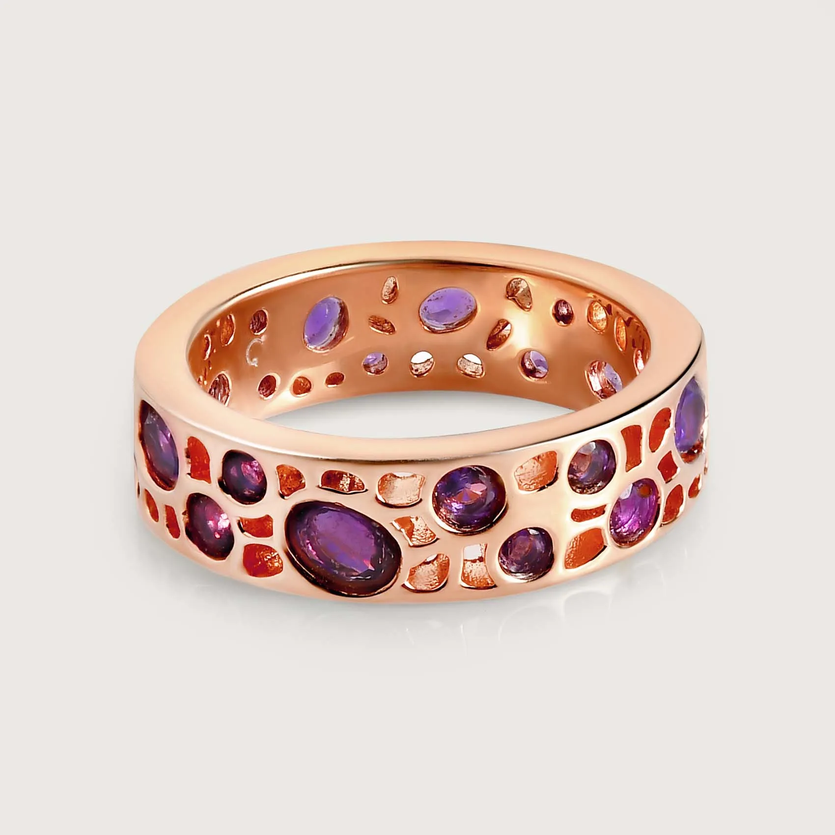 Amethyst Lattice Band Ring