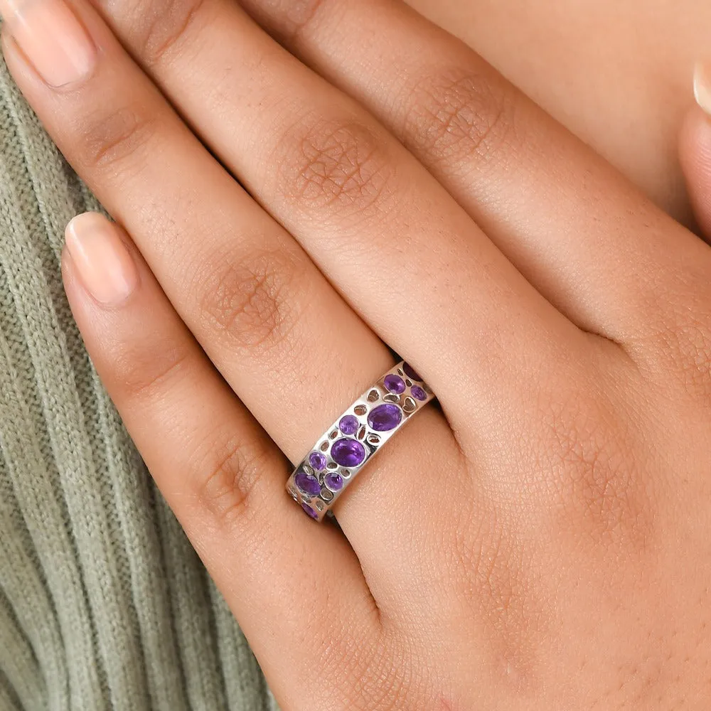 Amethyst Lattice Band Ring