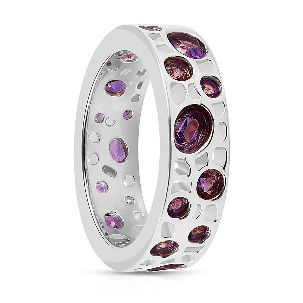 Amethyst Lattice Band Ring