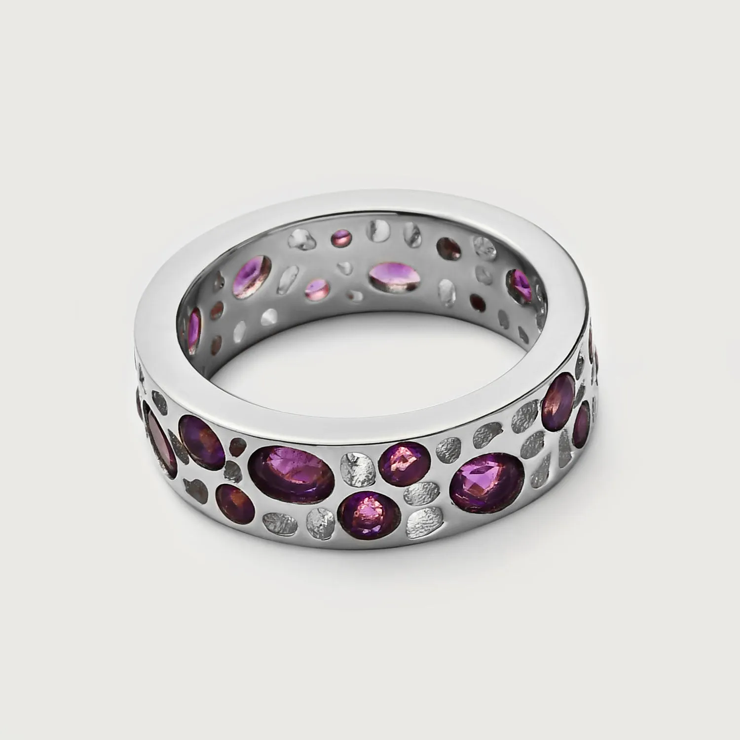 Amethyst Lattice Band Ring