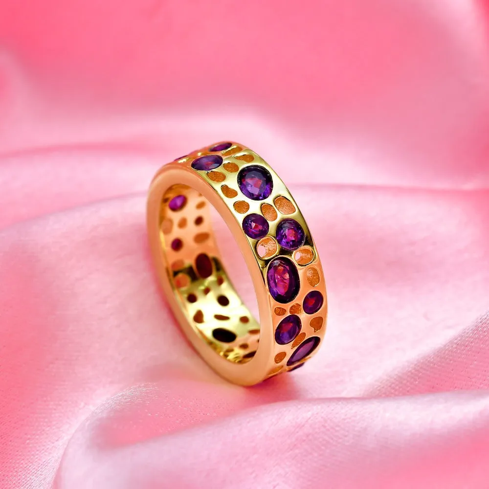 Amethyst Lattice Band Ring