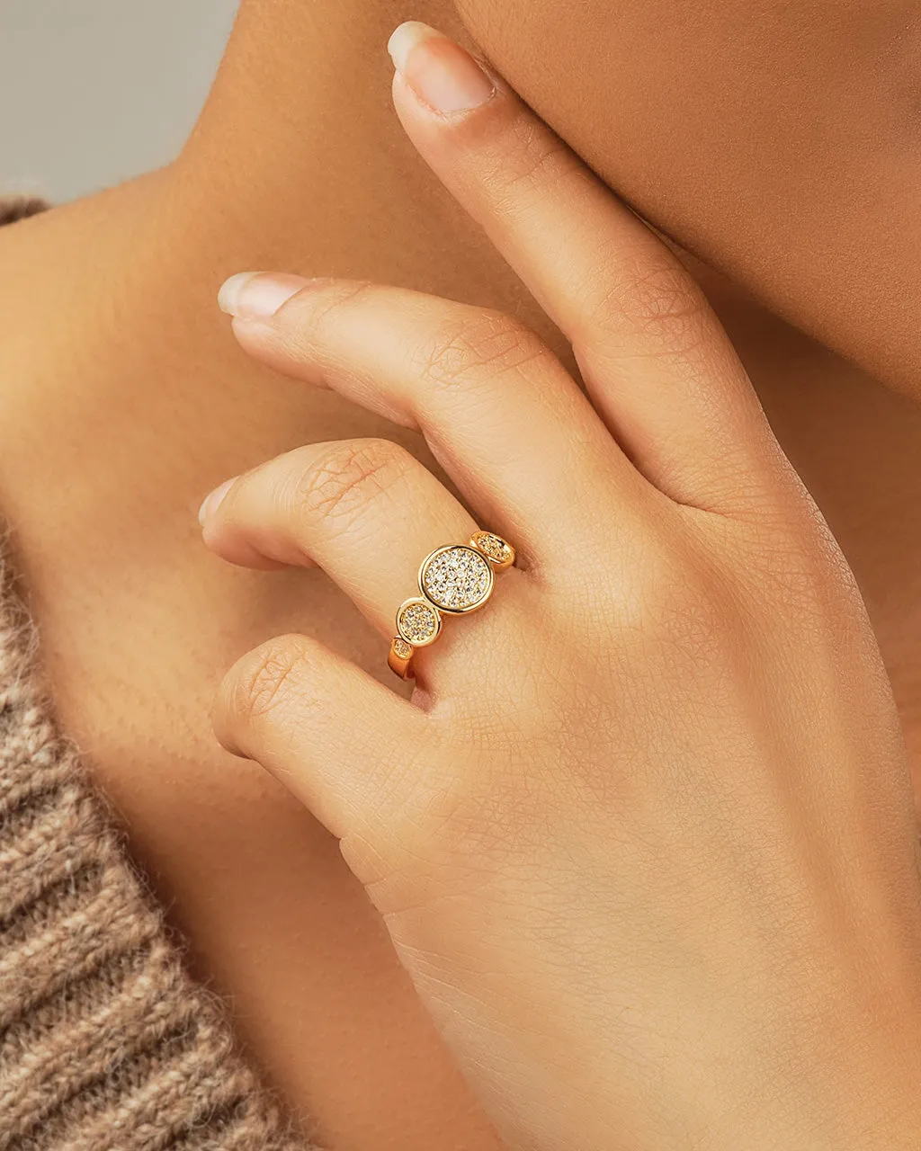 Amy CZ Studded Disk Ring