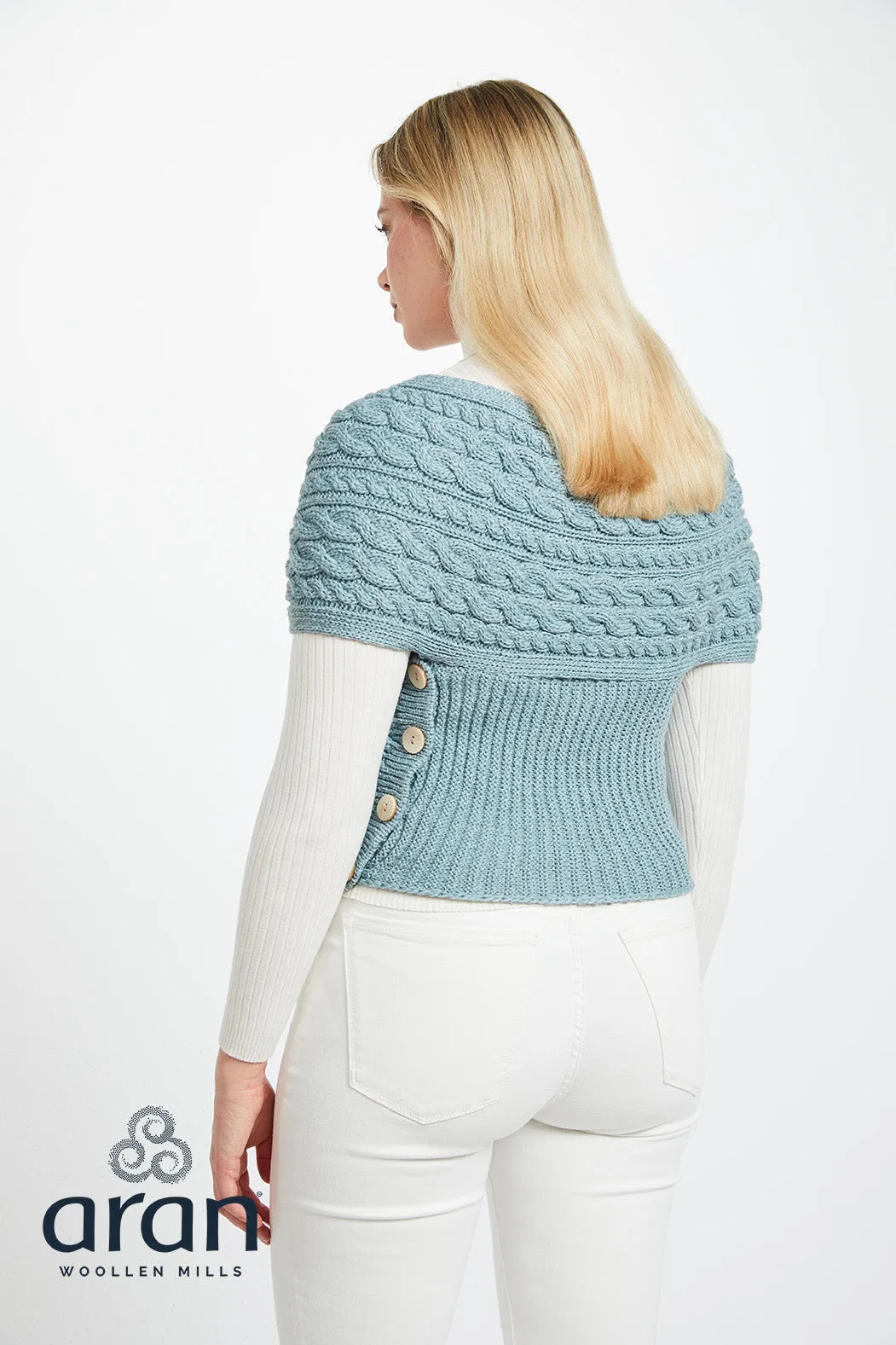 Aran Crossover Wrap | Mist Marl