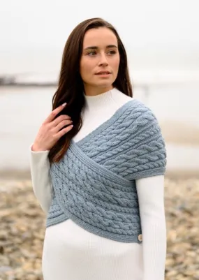 Aran Crossover Wrap | Mist Marl