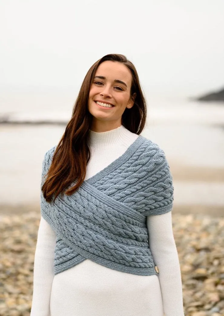 Aran Crossover Wrap | Mist Marl