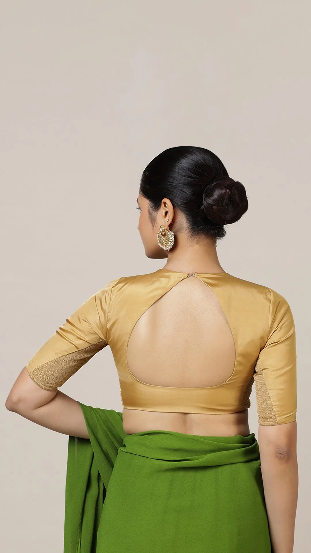 Aziza x Rozaana | Elbow Sleeves Saree Blouse in Gold