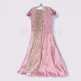 Baby Pink Anarkali Dress Suit with Cream Dupatta