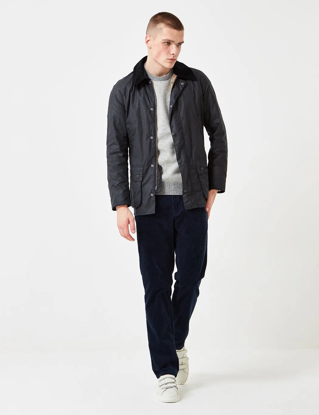 Barbour Ashby Wax Jacket - Navy Blue