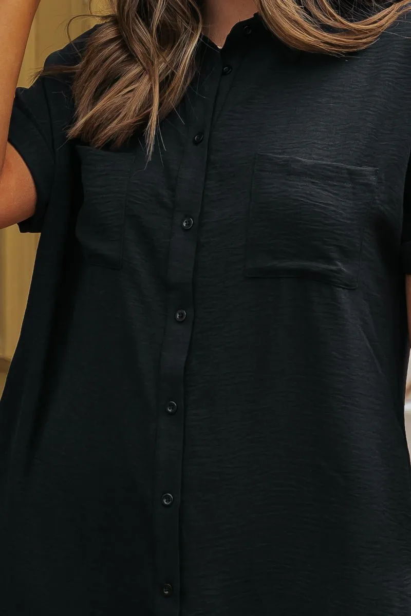 Black Button Down Shirt Dress