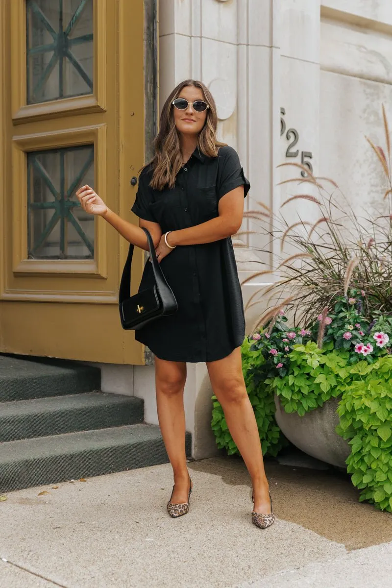 Black Button Down Shirt Dress