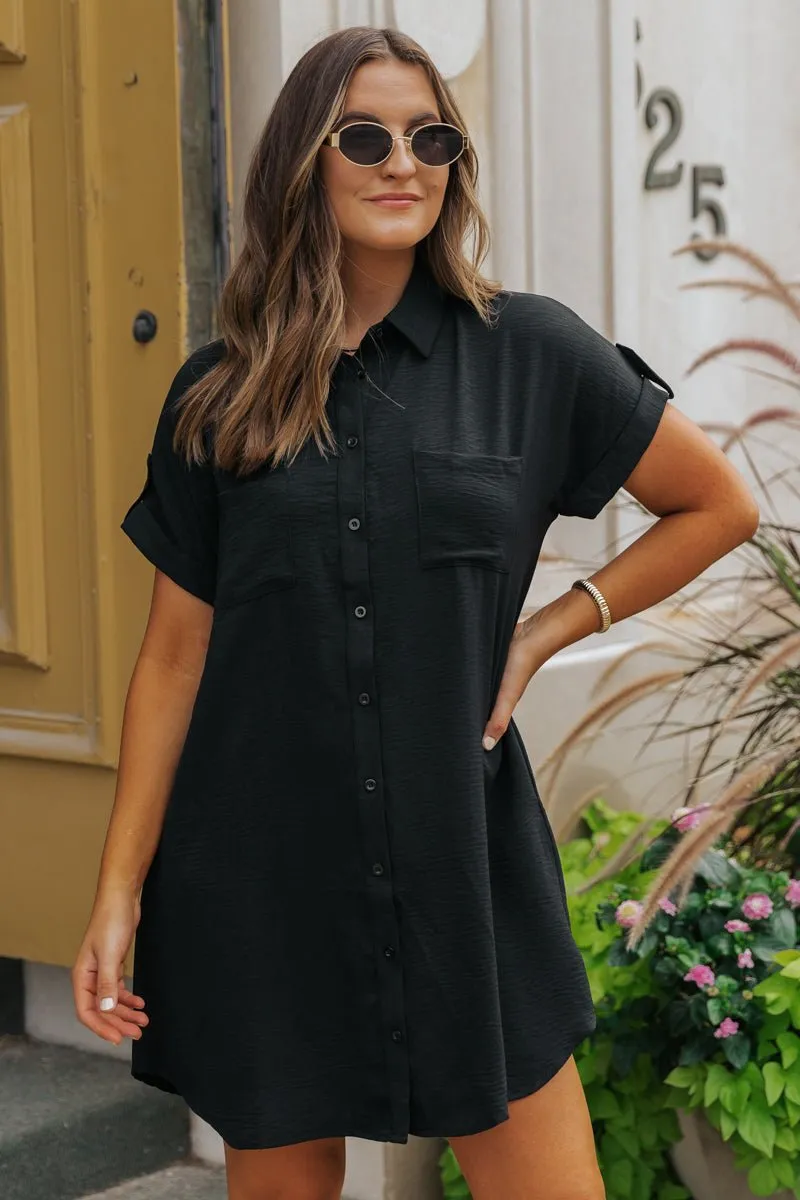 Black Button Down Shirt Dress