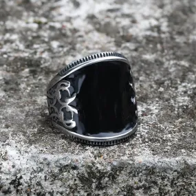 Black Epoxy Embossed Stainless Steel Ring