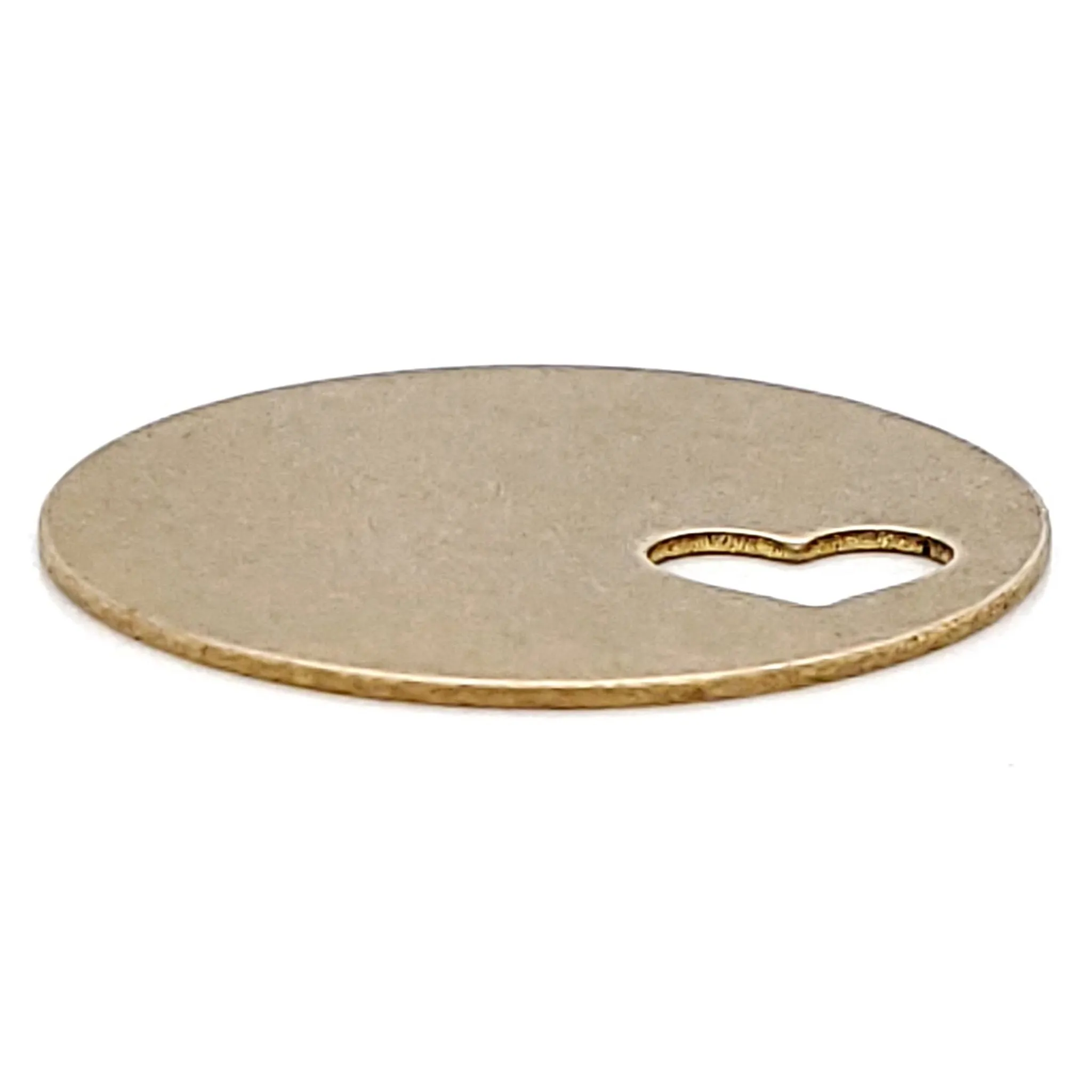 Brass Blank Round Heart Cutout Pendant / SBB0202