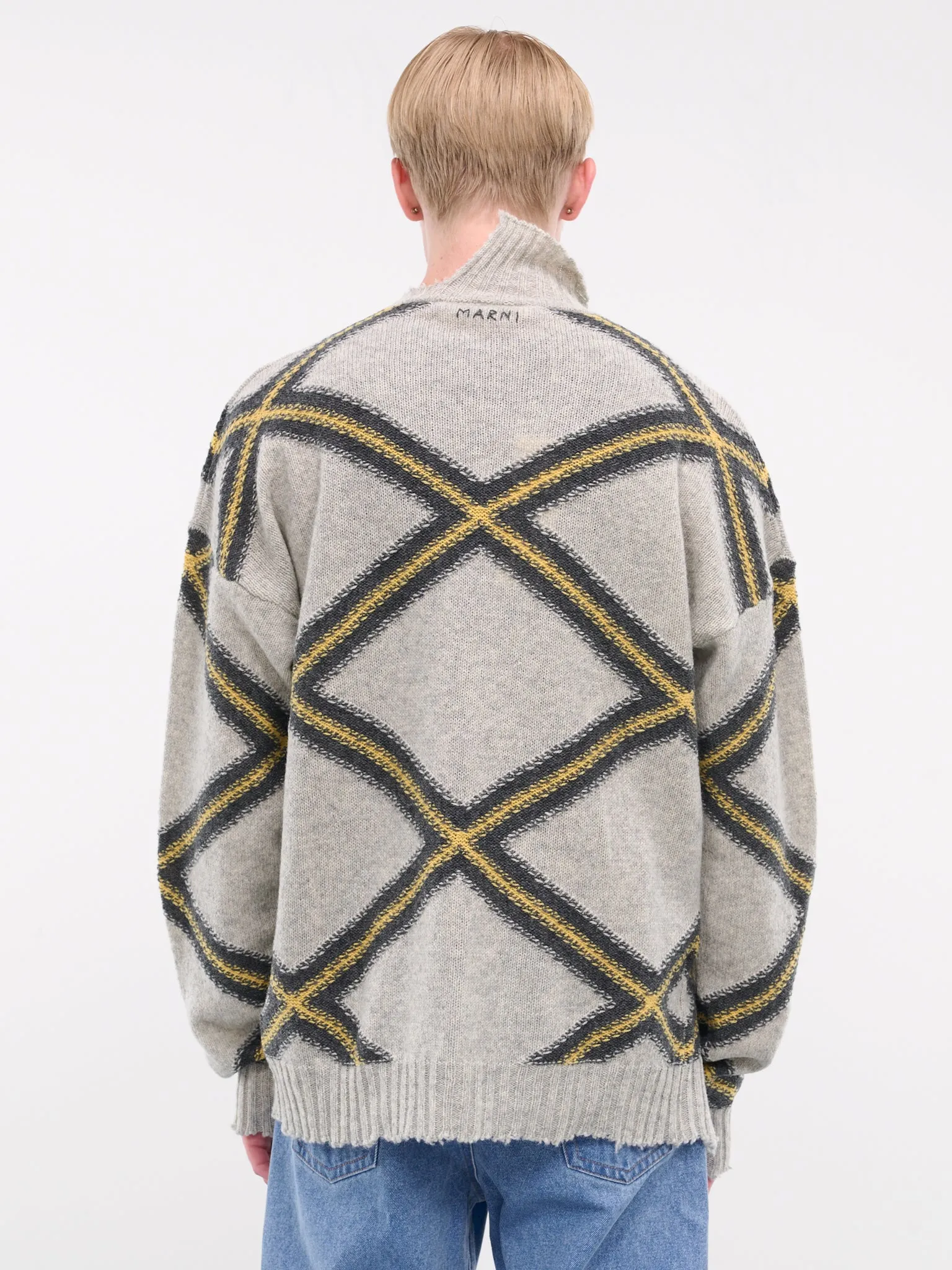 Broken Argyle Sweater (GCMG0410Q0-UFH946-GREY-MULTI)