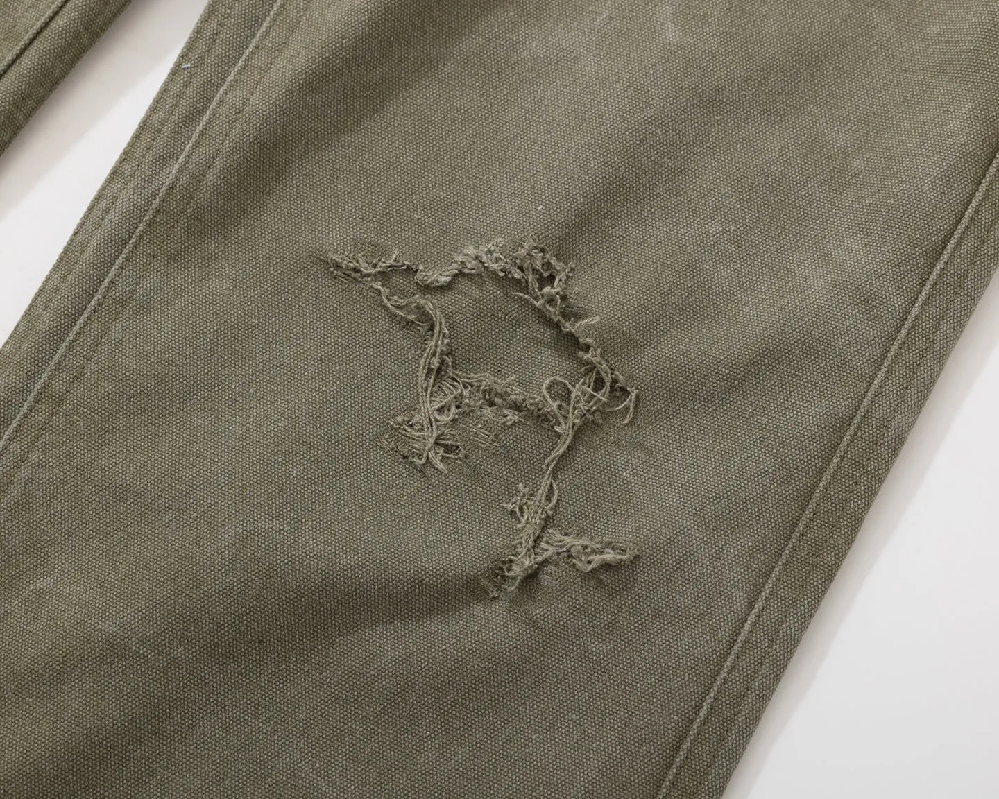 BURNIN* "Burnin for People" camouflage stitching ripped logging pants