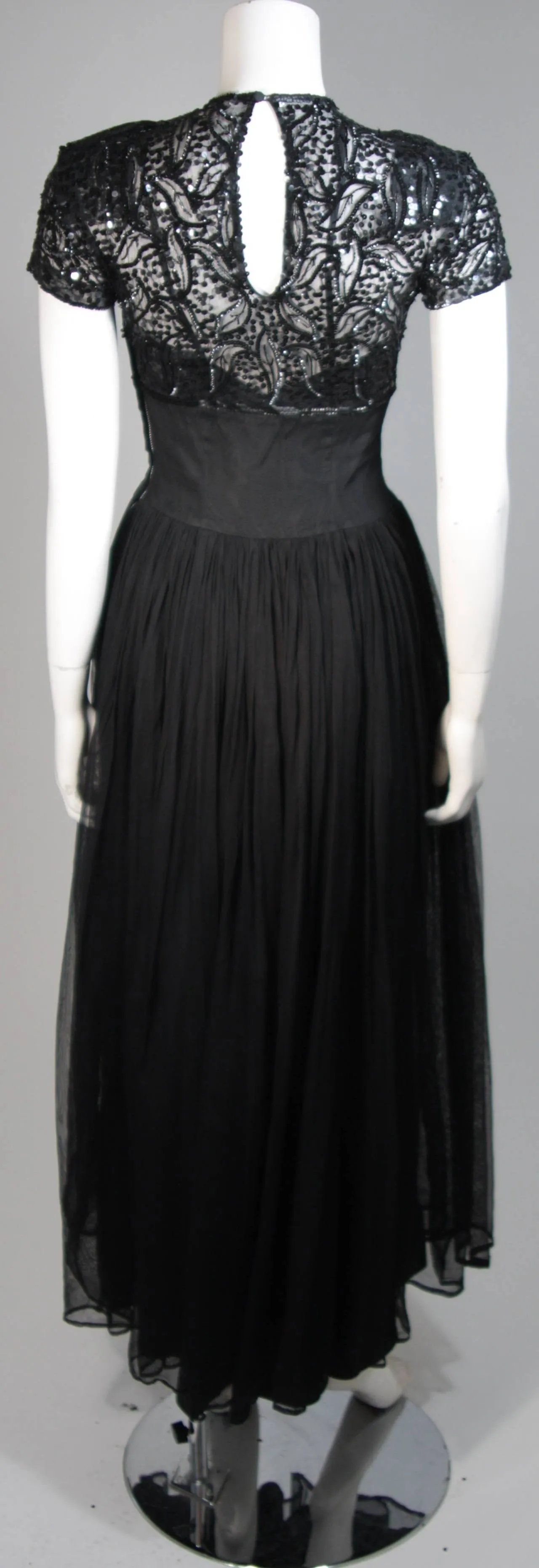 CEIL CHAPMAN Attributed Black Gown Size Small