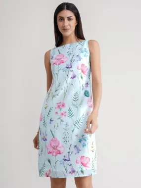 Chanderi Floral Dress - Sap Green