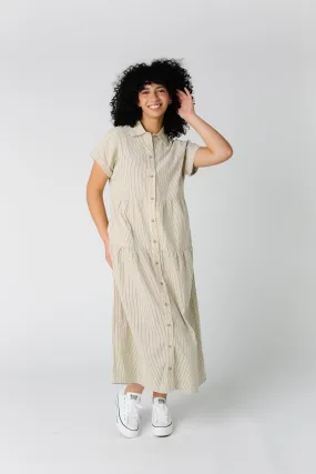 Corduroy Button-Up Midi Dress