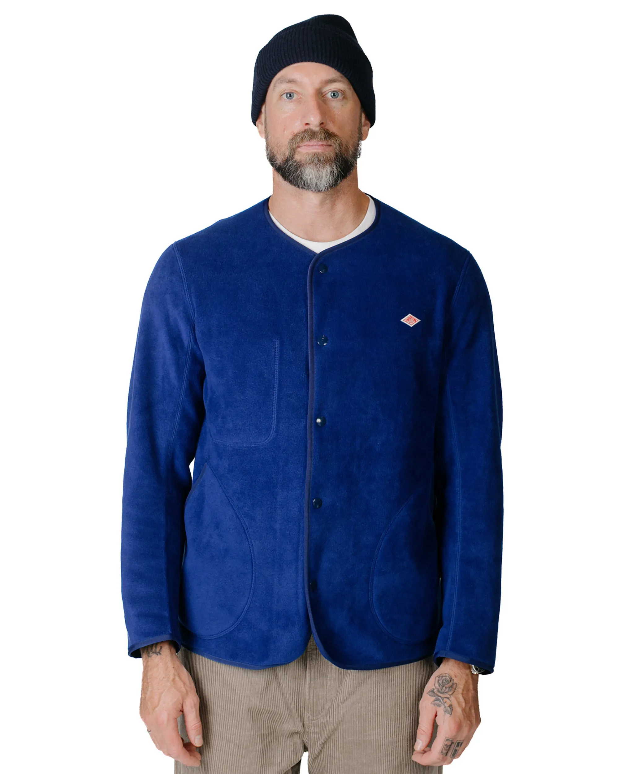 Danton Fleece Collarless Jacket Blue