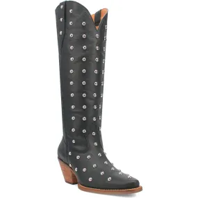 Dingo's Broadway Bunny Black Studded Snip Toe Leather Boots