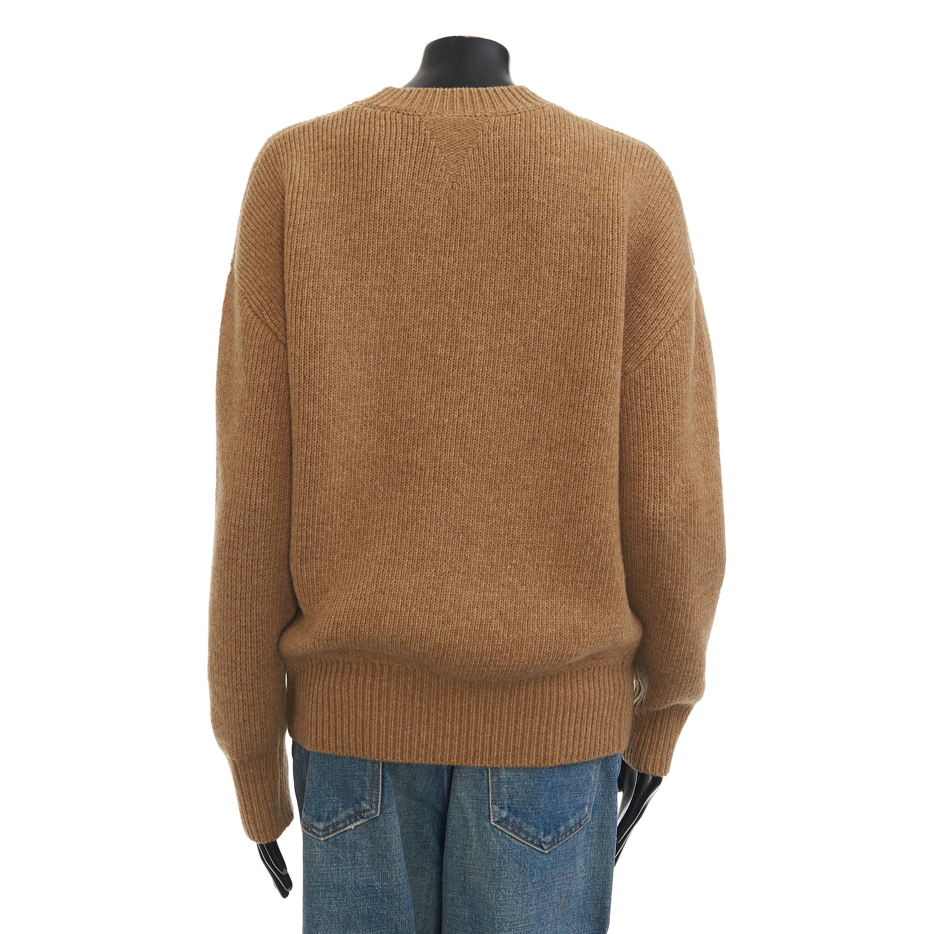 Double Face Shetland Sweater With Metal Rings In Brown Wool