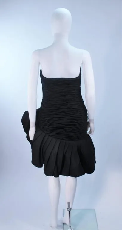 EMANUEL UNGARO Black Silk Cocktail Dress w/ Ruffles Size 4-6