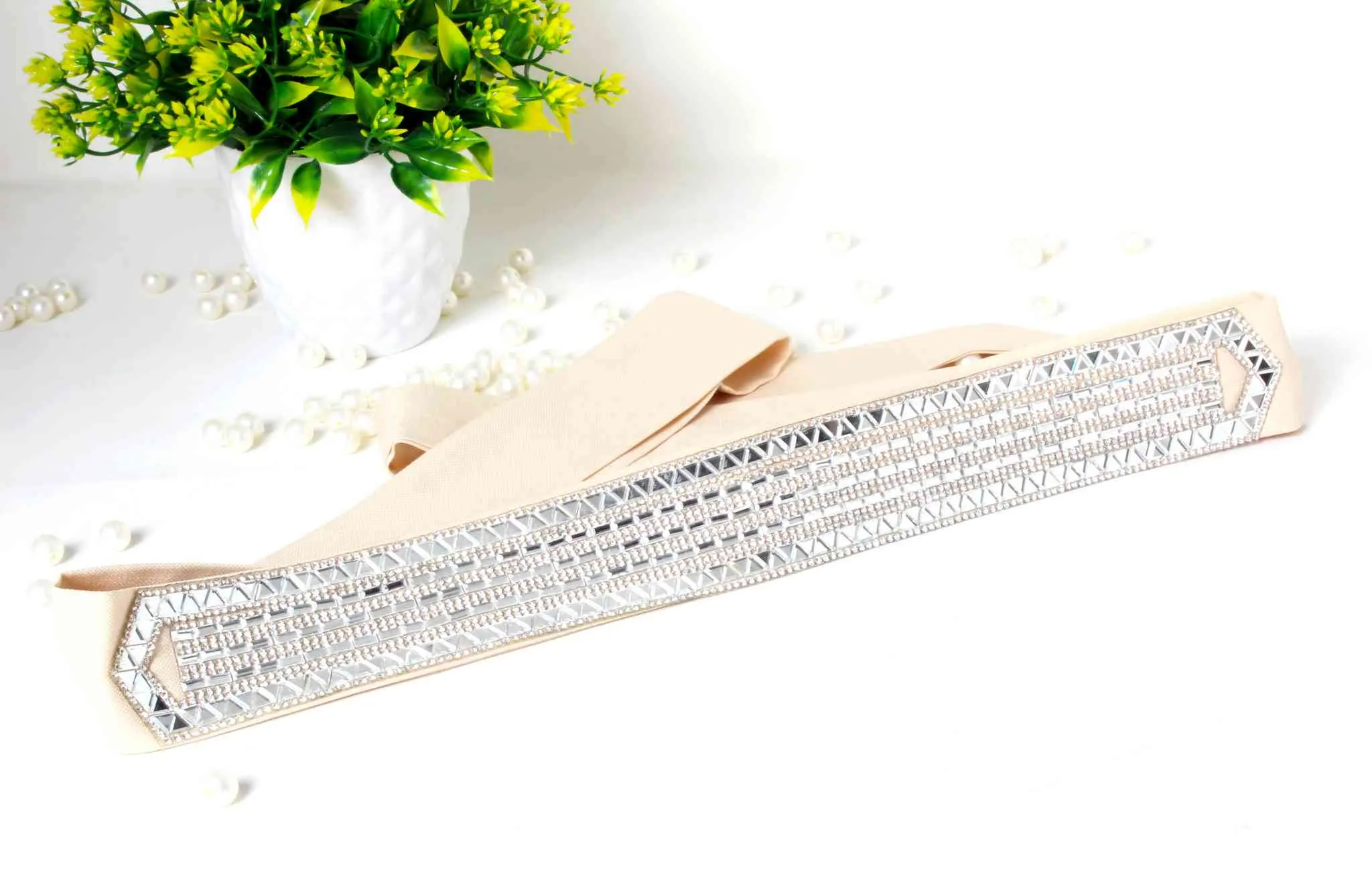 Fancy Rhinestones studded Beaded Fabric Party Belt for Girls, Women