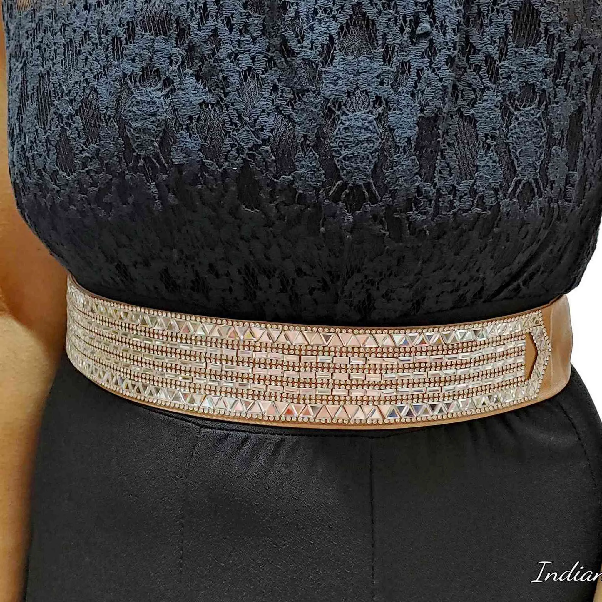 Fancy Rhinestones studded Beaded Fabric Party Belt for Girls, Women