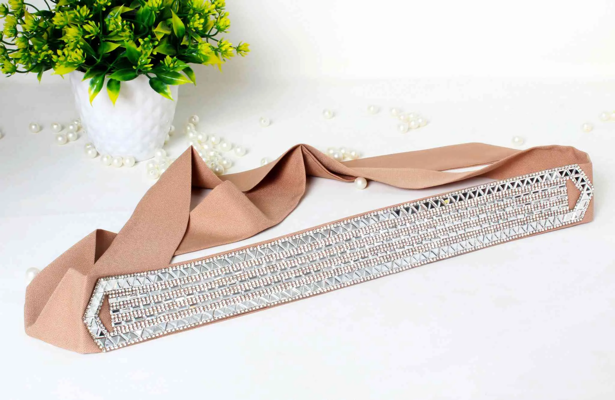 Fancy Rhinestones studded Beaded Fabric Party Belt for Girls, Women