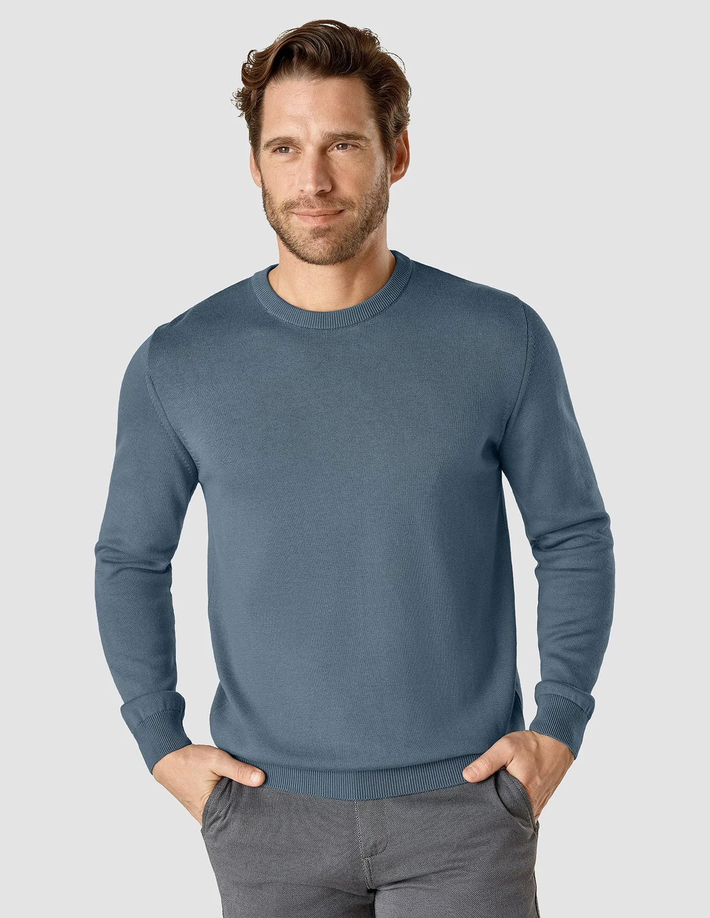 Fine Knit Crewneck Blue Mirage