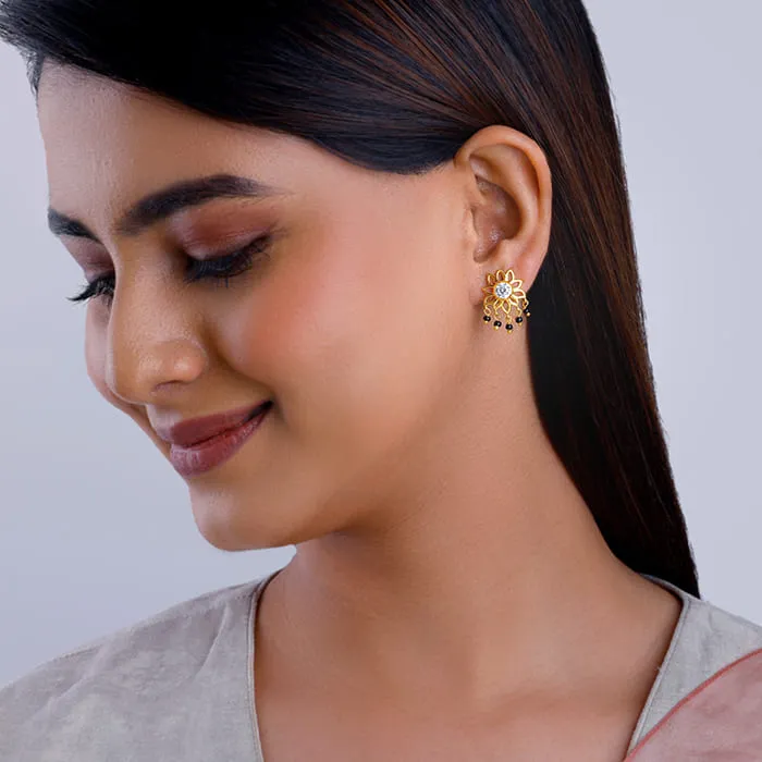 Golden Floral Flourish Mangalsutra Earrings