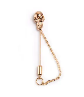 Golden  Skull n' Chain Metal Lapel Pin